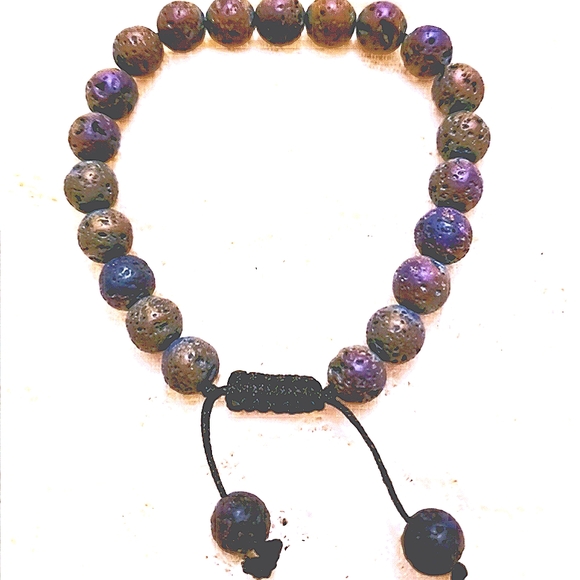 LAVA ROCK COLORFUL UNIQUE BOHO BEACH ADJUSTABLE BRACELET☆NEW - Picture 3 of 5